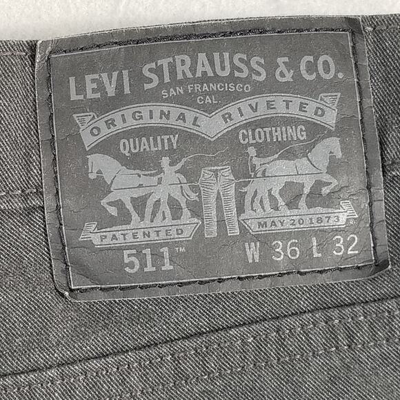 Levi's 511 jeans men's 36x32 slim straight gray stretch denim pants retro - Picture 11 of 12
